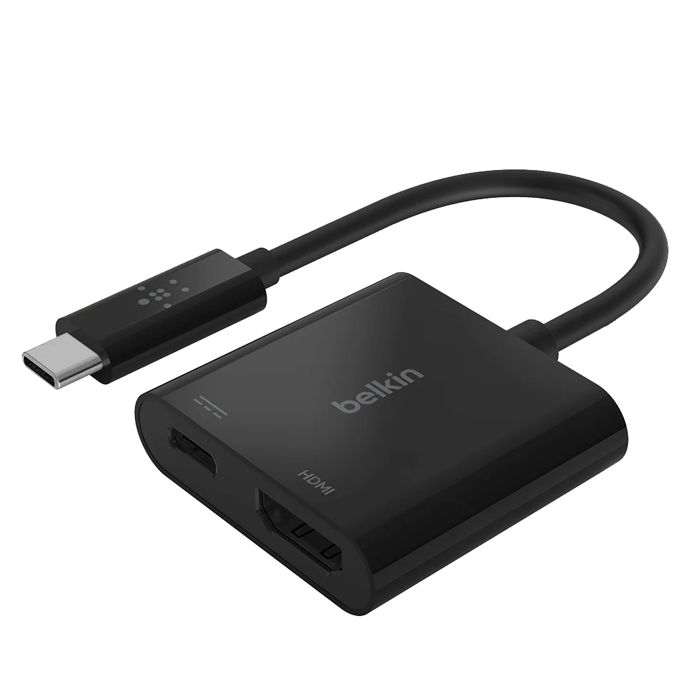 Adaptateur Belkin USB-C vers HDMI avec charge 60 W, noir.