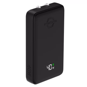 Chargeur hybride USB-C et USB-C AVS de 40 W, noir.